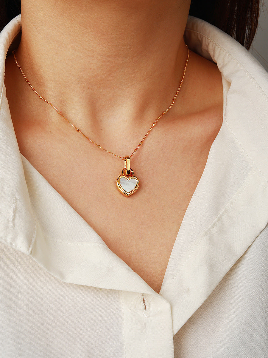 Heart Reversible Pendant Necklace, 925 Silver, 18k Gold Plated,Black Onyx And White Mother-Of-Pearl