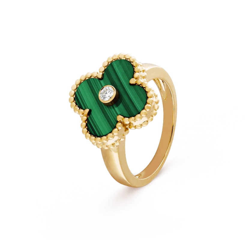 Clover Leaf Ring,925 Silver, 18k Gold Plated
