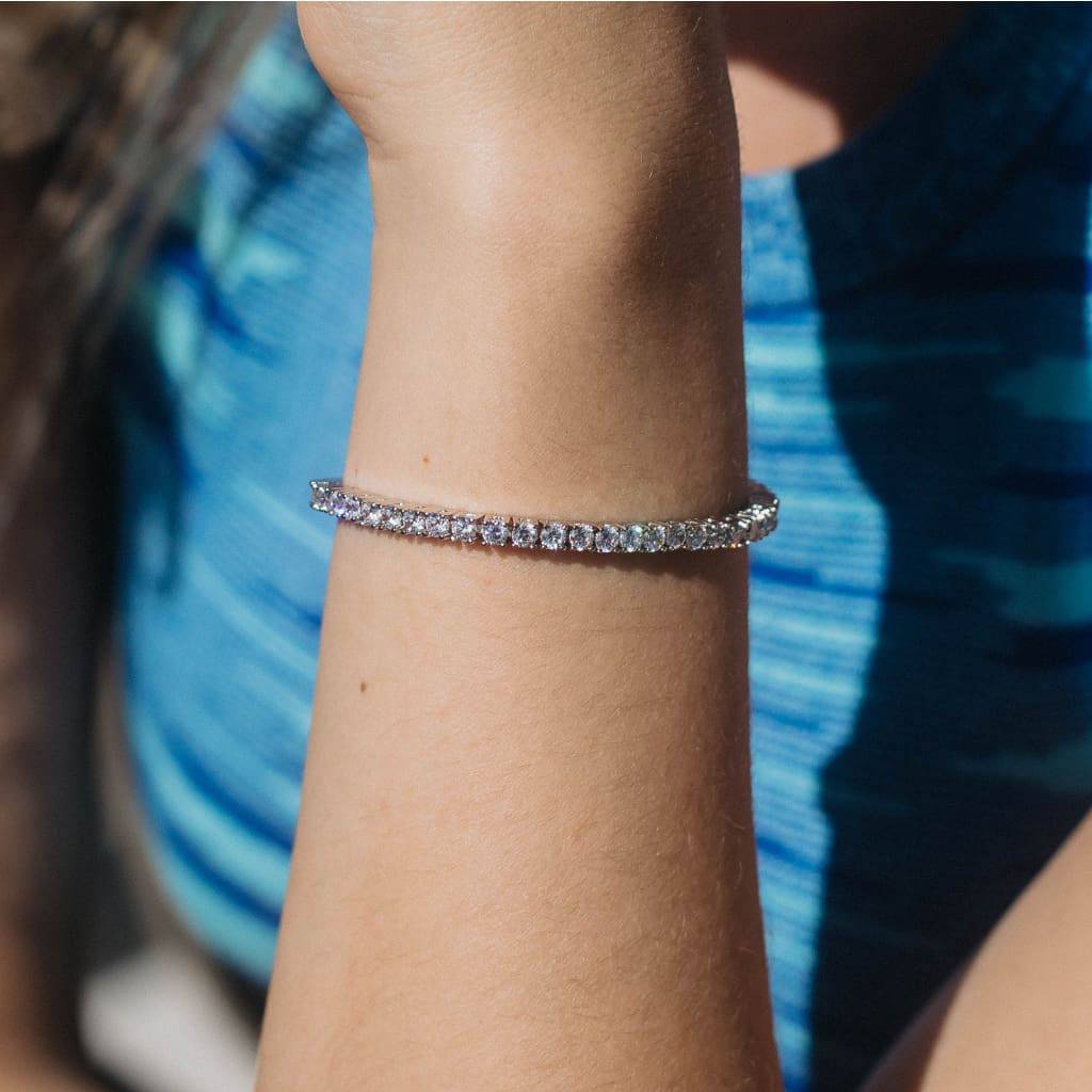 Round Cut Tennis Bracelet in White Gold - 3mm
