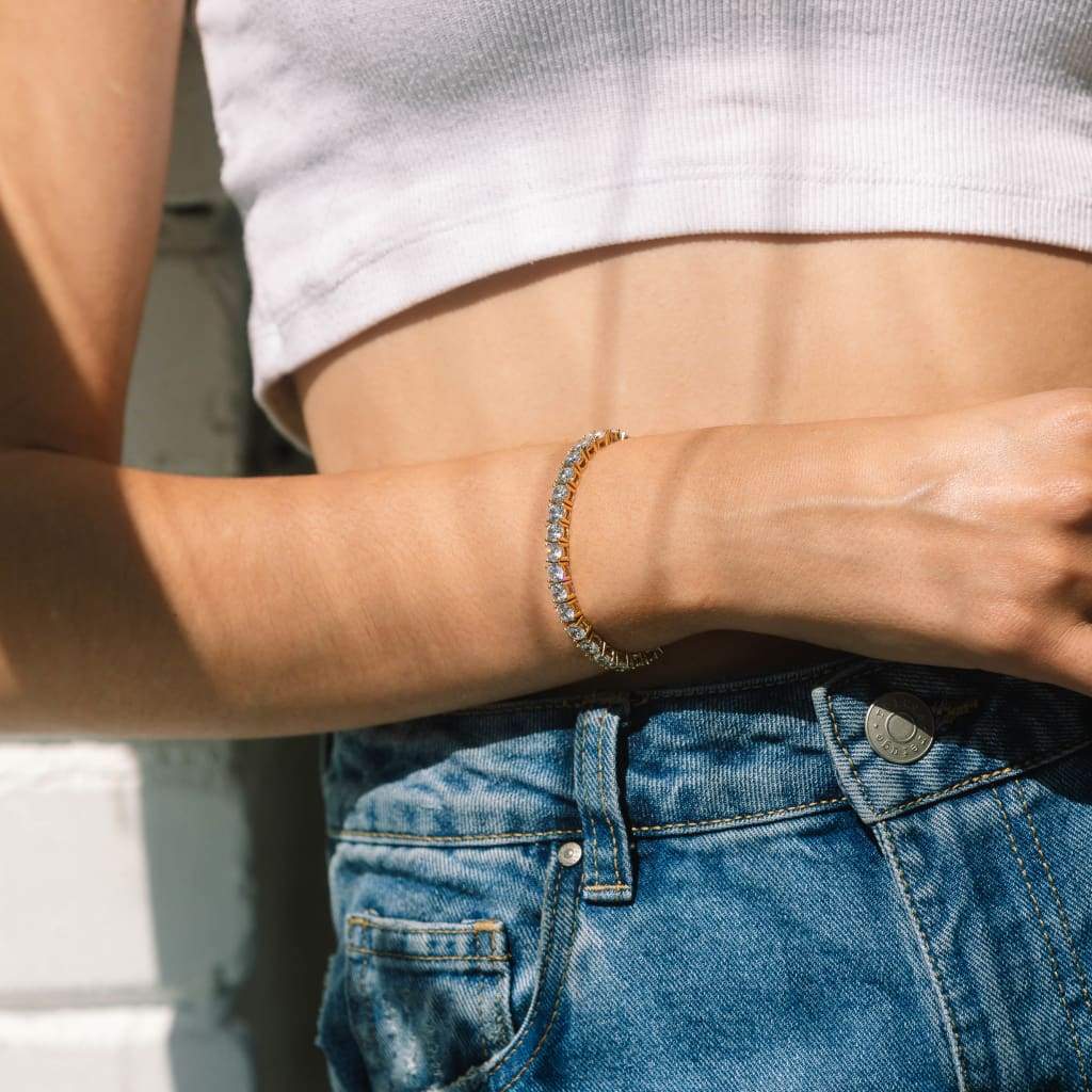 Pulsera de tenis con corte redondo – Oro amarillo, 5mm