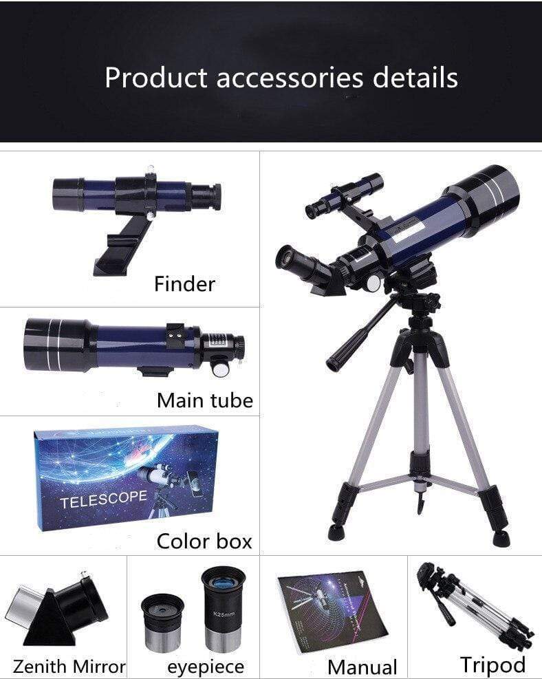 Ruimtetelescoop Pro voor Beginners Uitgerust met 150X vergroting en 3X Barlow-lens Blauw