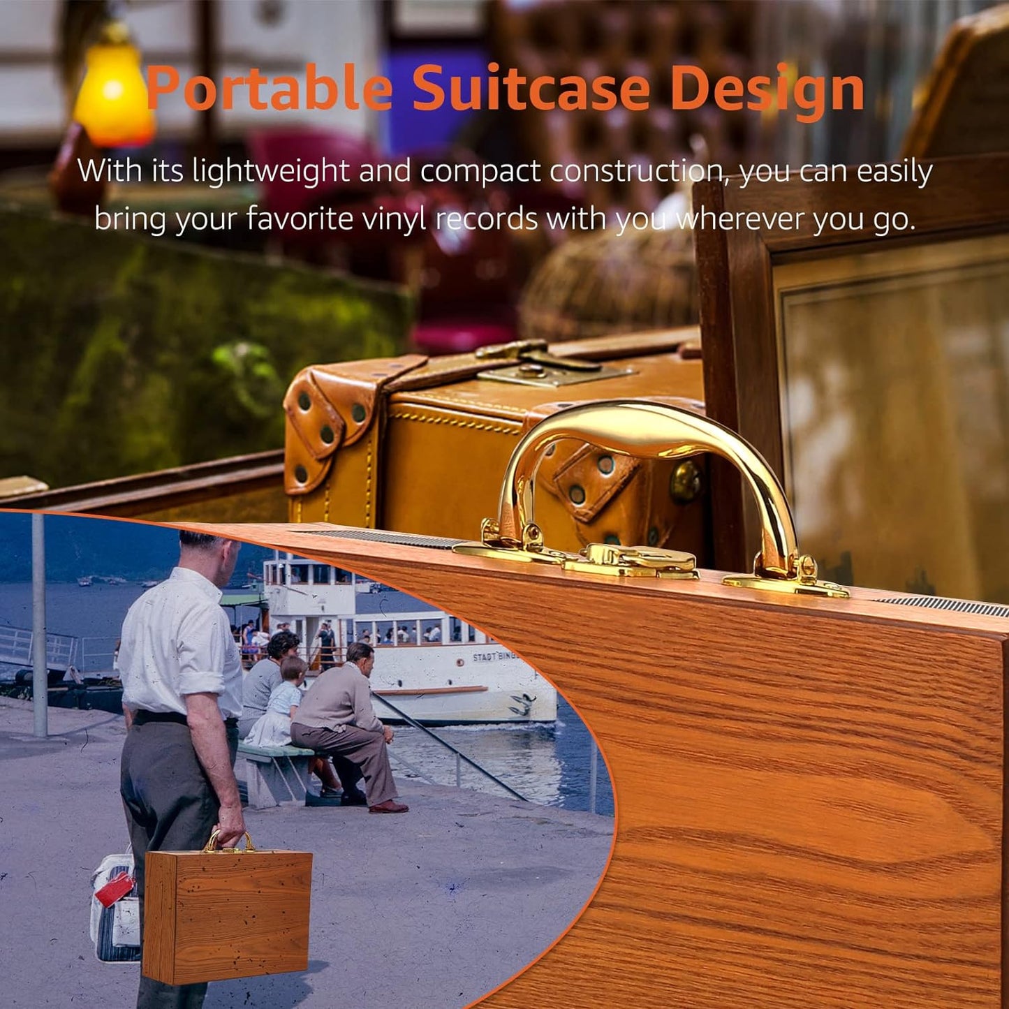 Vintage Suitcase-Style Vinyl Turntable Record Player
