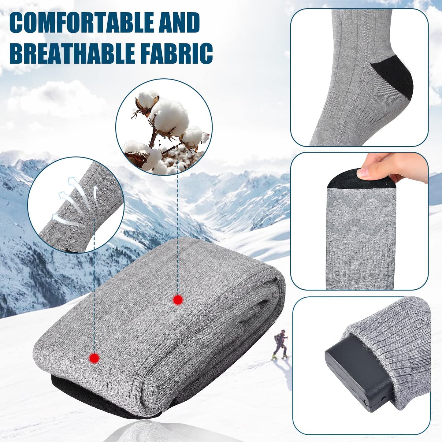 Electric Heated Socks for Men & Women – Rechargeable, Battery-Powered Thermal Socks for Winter, Outdoor Sports & Cold Weather Relief