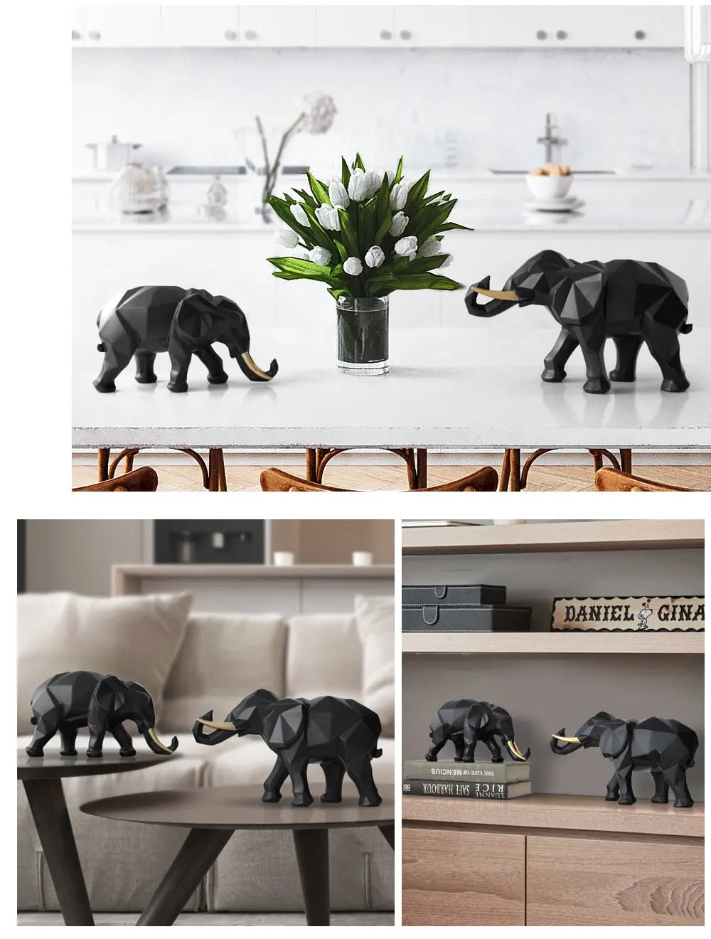 Ensemble de figurines d'éléphants abstraits