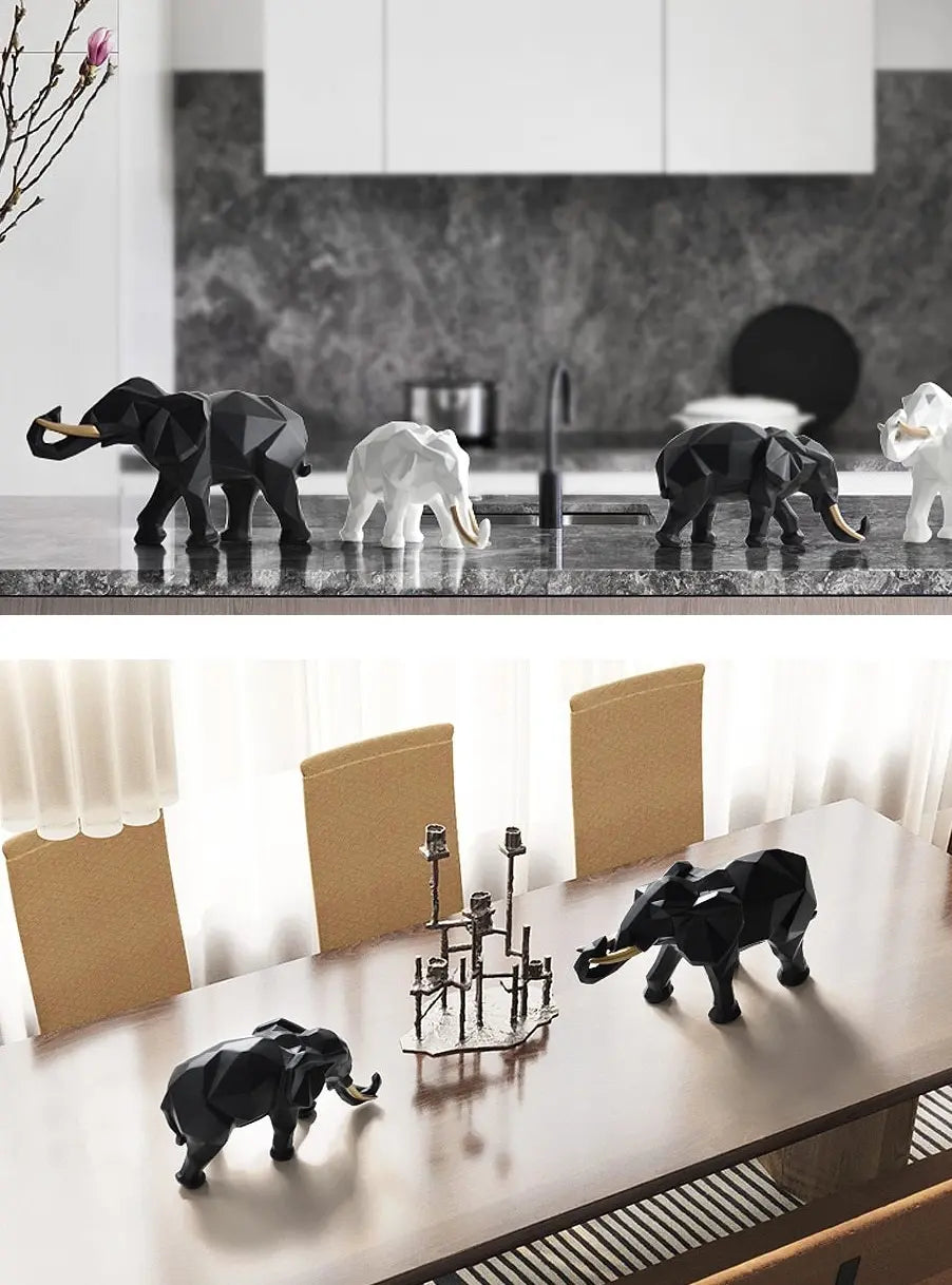 Ensemble de figurines d'éléphants abstraits
