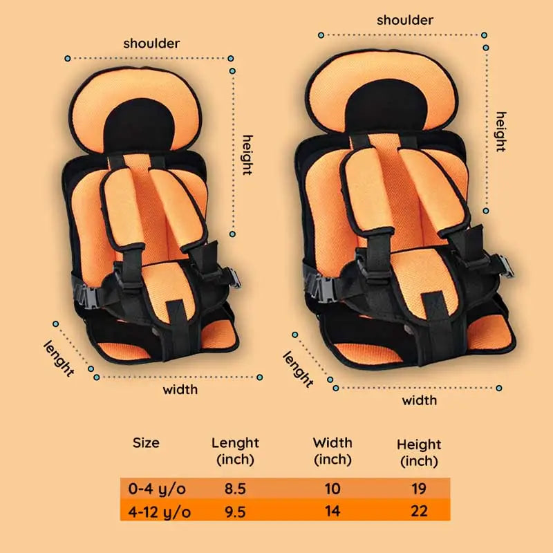 Child Protection Car Cushion Seat – Soft, Safe & Portable Car Safety Seat for Kids (Ages 0–12)