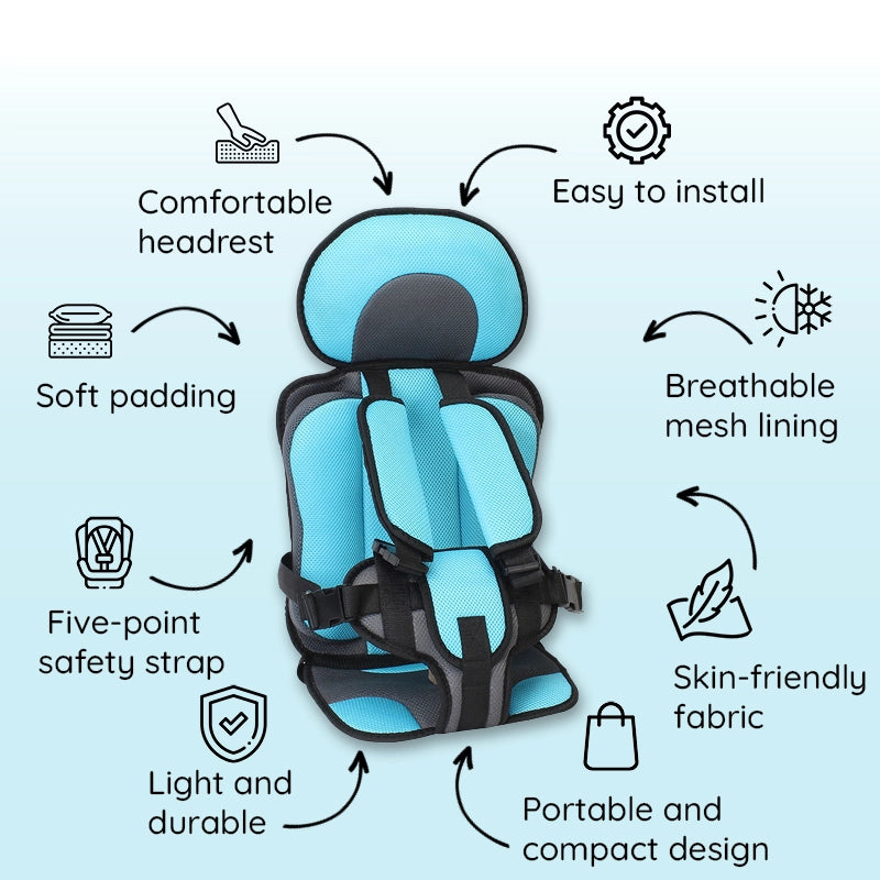 Child Protection Car Cushion Seat – Soft, Safe & Portable Car Safety Seat for Kids (Ages 0–12)