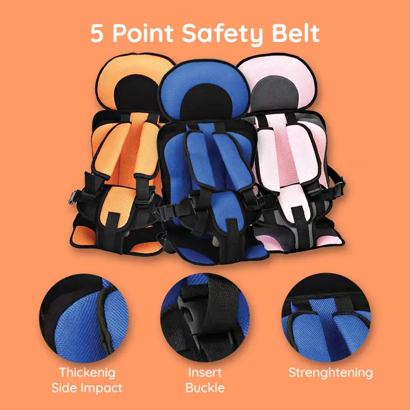 Child Protection Car Cushion Seat – Soft, Safe & Portable Car Safety Seat for Kids (Ages 0–12)