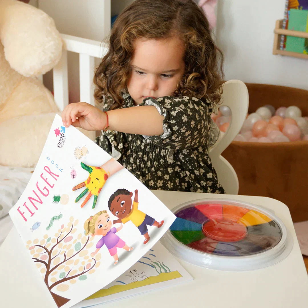 Montessori Finger Painting Book – 12 Washable Colors for Toddlers – Educational Sensory Art Toy