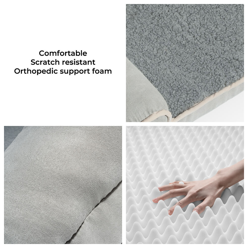 Orthopedisch hondenbed met volledige ondersteuning, nepbont en suède