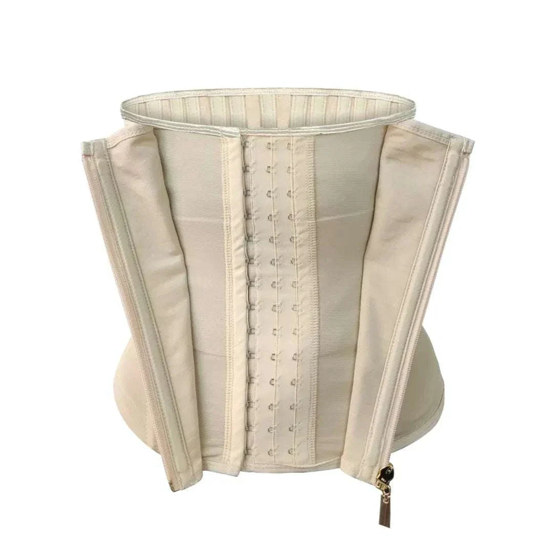 Goddess Glamour: Strapless Fajas Colombianas Adjustable Zipper Waist Trainer Corset - Bone-Enhanced Double Compression Body Shaper