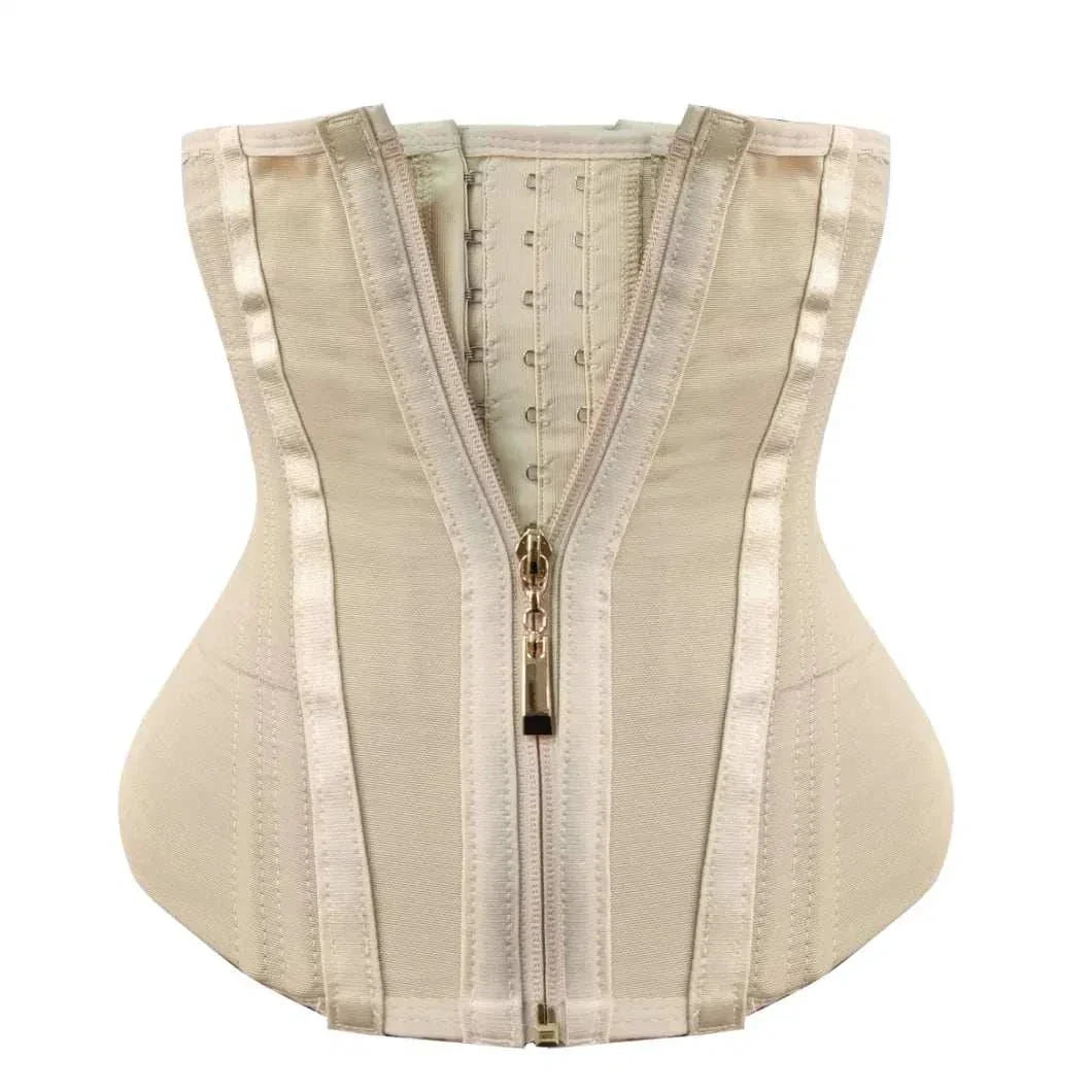 Goddess Glamour: Strapless Fajas Colombianas Adjustable Zipper Waist Trainer Corset - Bone-Enhanced Double Compression Body Shaper
