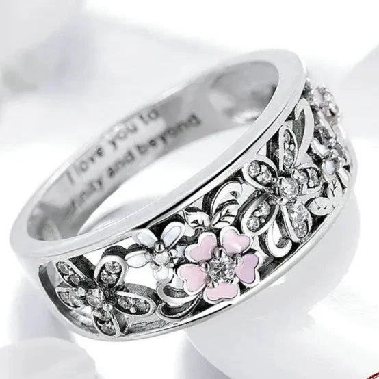 925 Sterling Silver Trendy Daisy Flower & Infinity Love Ring