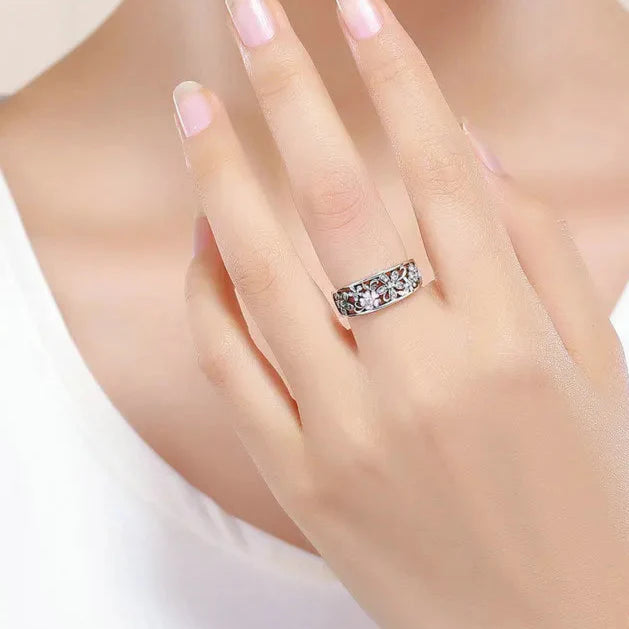 925 Sterling Silver Trendy Daisy Flower & Infinity Love Ring