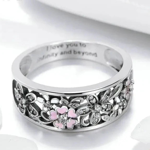 925 Sterling Silver Trendy Daisy Flower & Infinity Love Ring