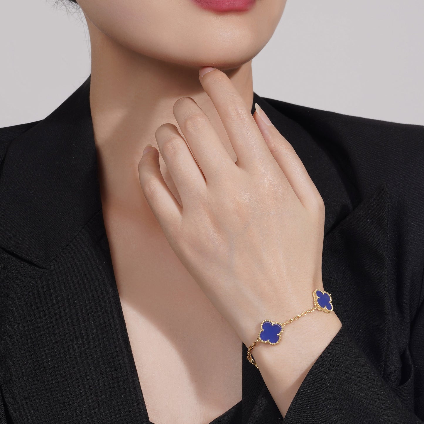 Clover Leaf Bracelet – 925 Silver, 18k Gold Plated