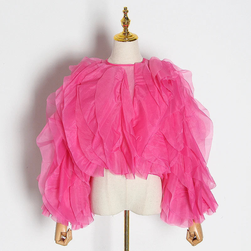 Dames O-hals Lantaarn Lange Mouw Effen Elegante Blouse