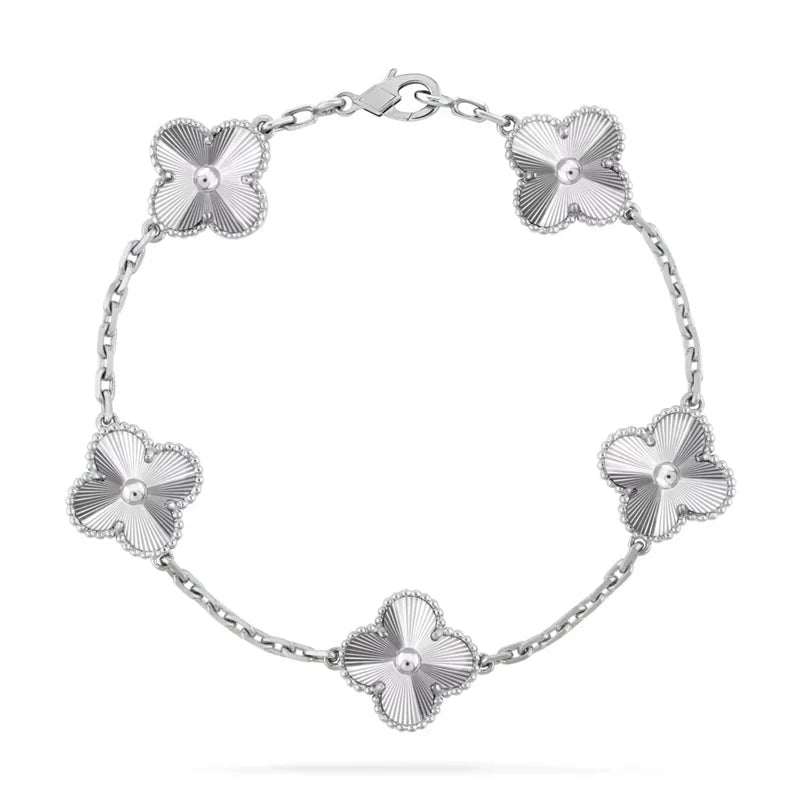 925 Sterling Silver Four Leaf Pearl Clover Bracelet