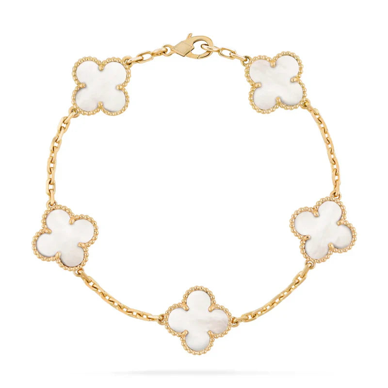 925 Sterling Silver Gold Clover Bracelet