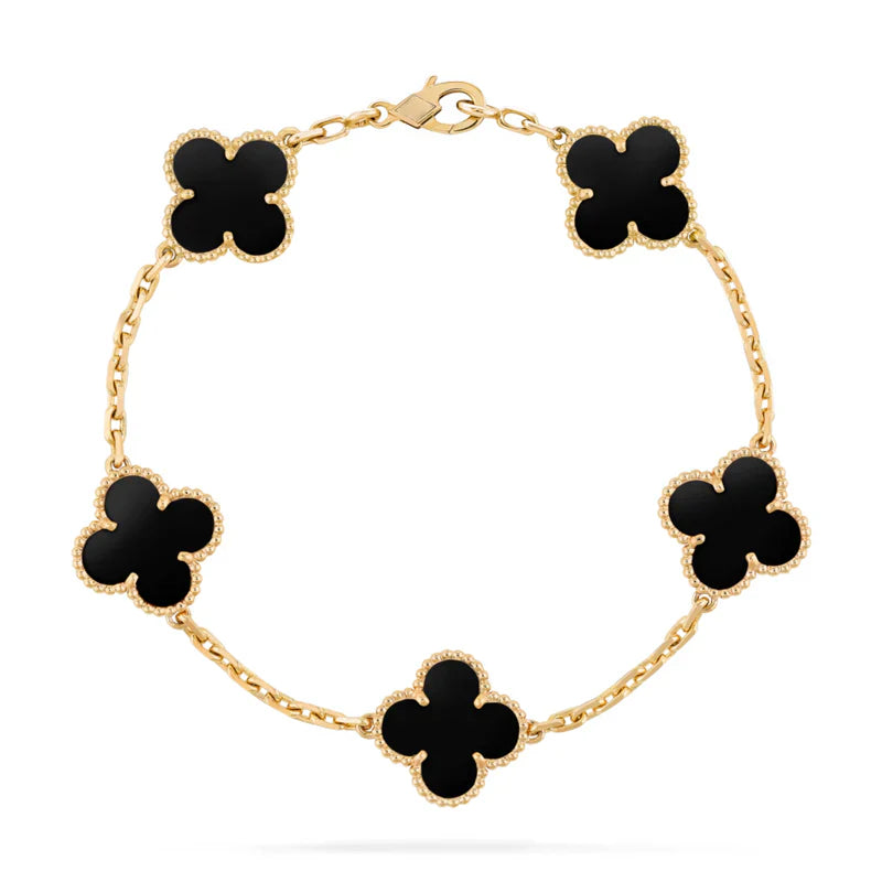 925 Sterling Silver Four Leaf Pearl Clover Bracelet