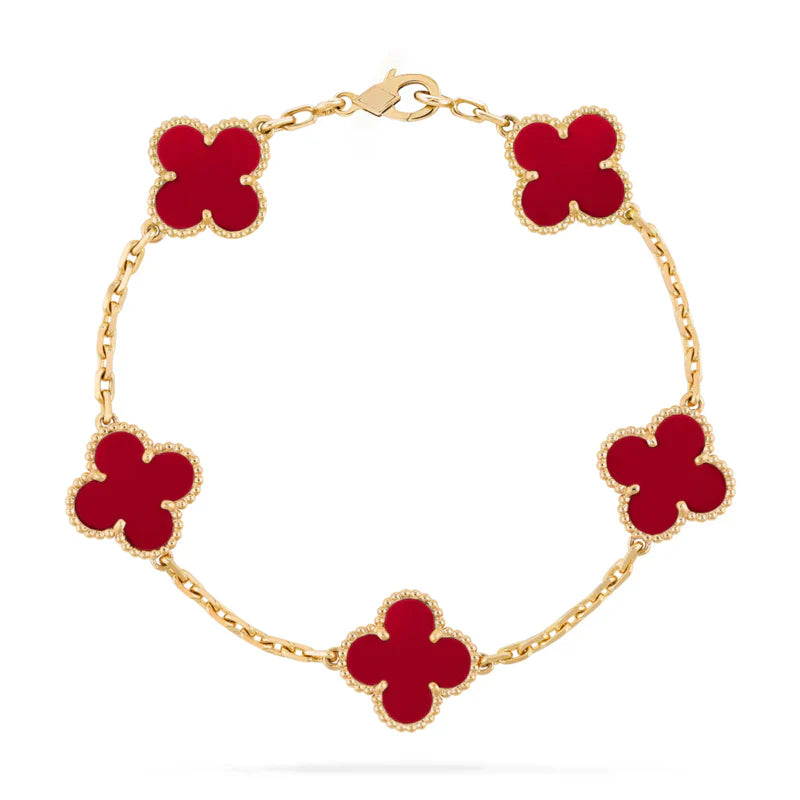 925 Sterling Silver Four Leaf Pearl Clover Bracelet