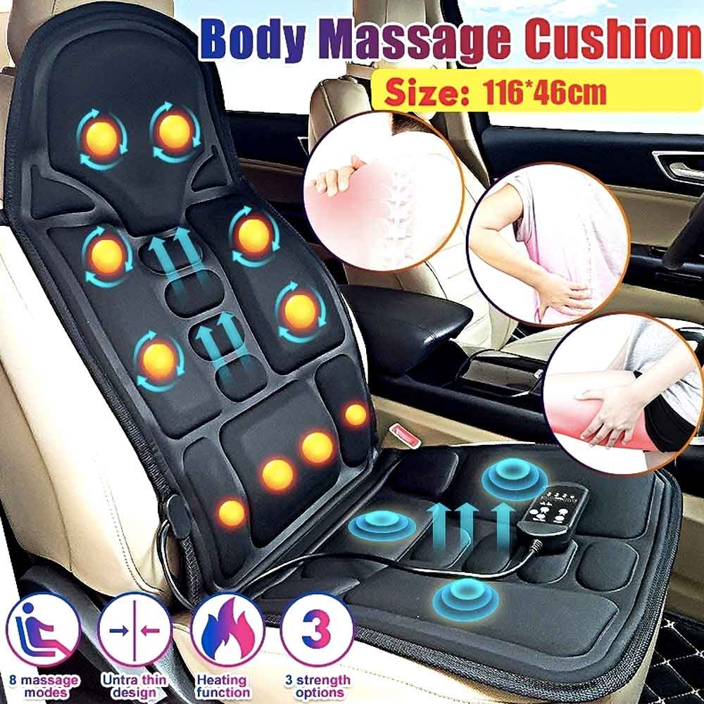 8 Mode Massage Chair Pad with Heated Back & Neck Cushion – Portable Massager for Car & Home