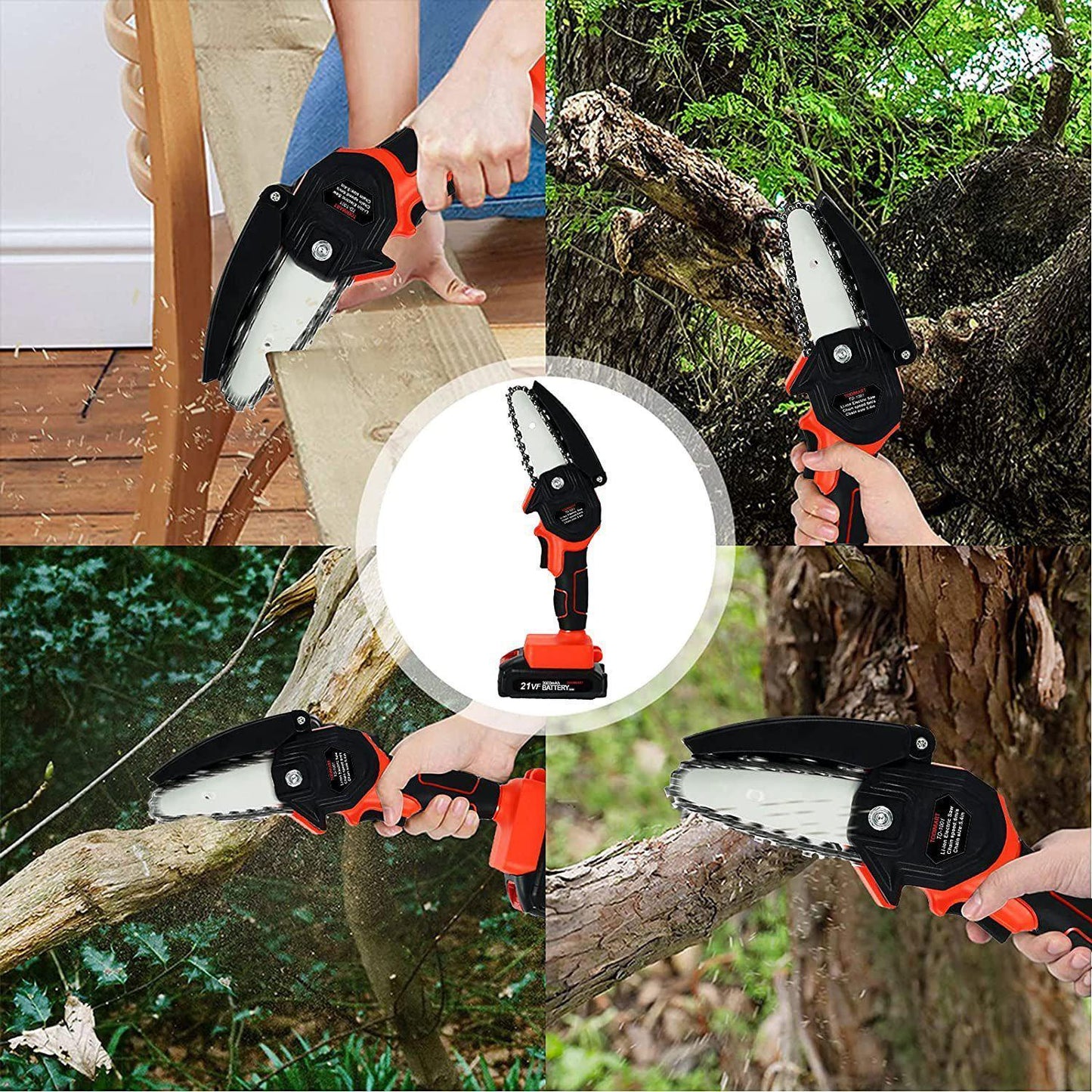 Mini kettingzaag - Miniatuur kettingzaag - Draagbare mini snoerloze kettingzaag - Mini elektrische kettingzaag - Oplaadbare mini kettingzaag