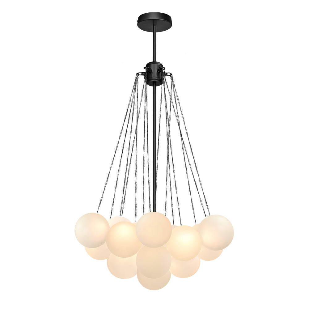 Lámpara de araña contemporánea de 3 luces con globo de vidrio esmerilado y burbuja