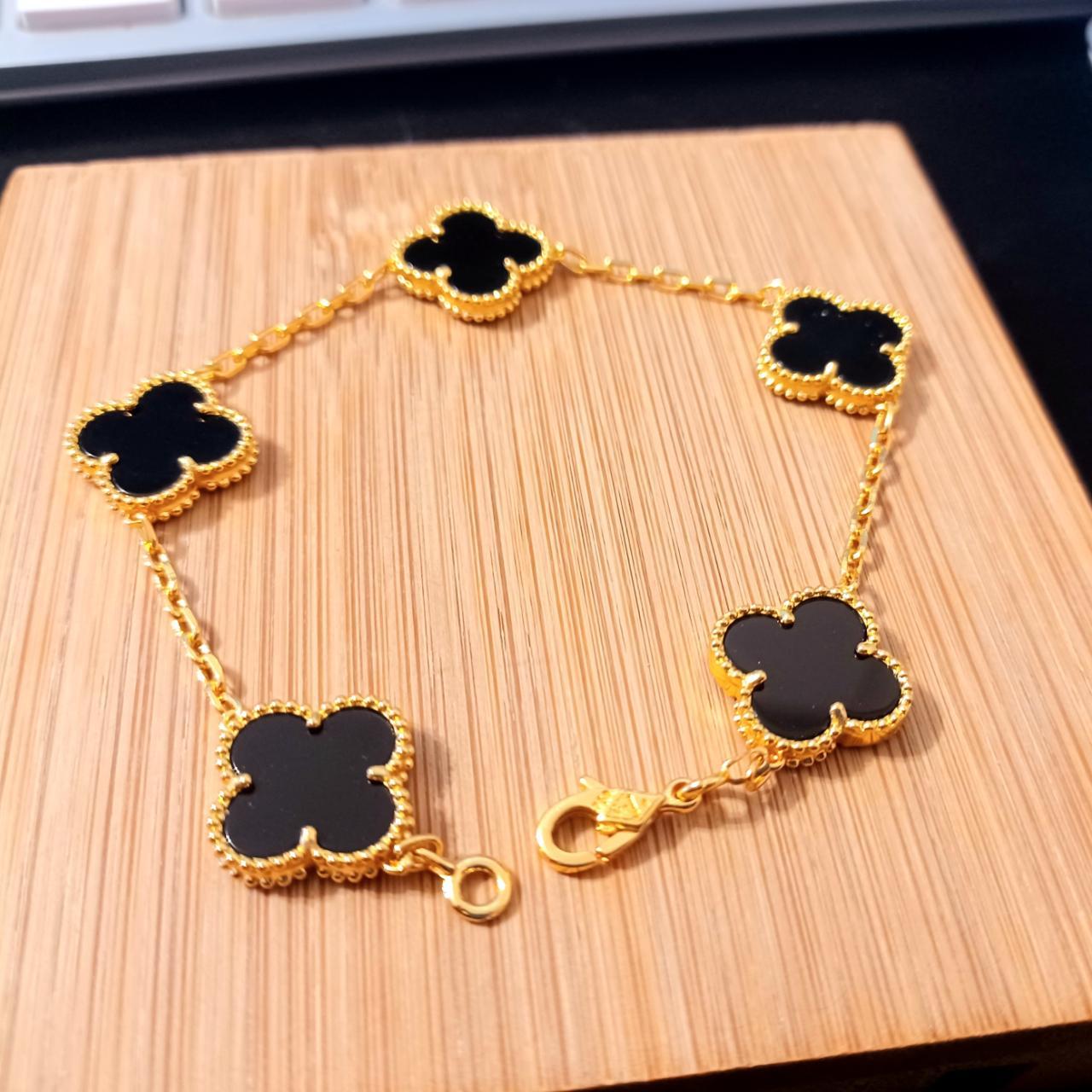 925 Sterling Silver Gold Clover Bracelet