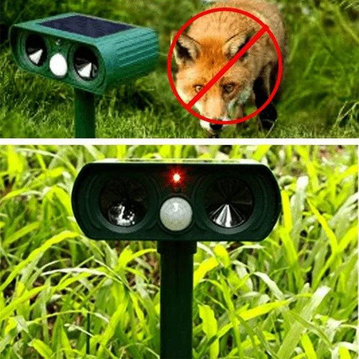 Éloigne les renards – Dissuasion ultrasonique solaire contre les renards avec capteur de mouvement pour cour et jardin