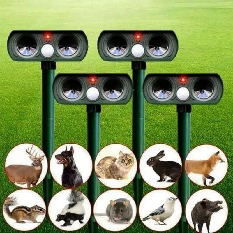 Éloigne les renards – Dissuasion ultrasonique solaire contre les renards avec capteur de mouvement pour cour et jardin