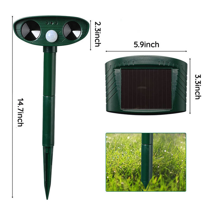 Éloigne les renards – Dissuasion ultrasonique solaire contre les renards avec capteur de mouvement pour cour et jardin
