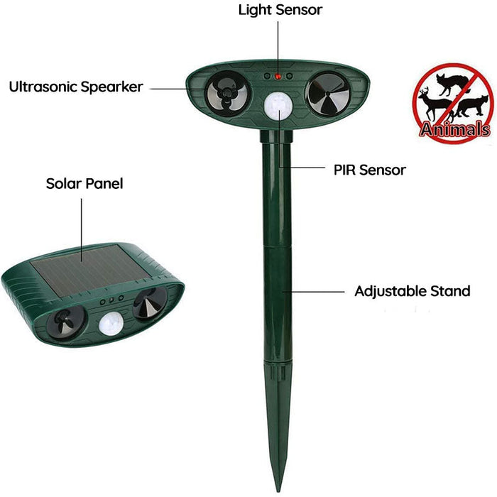 Éloigne les renards – Dissuasion ultrasonique solaire contre les renards avec capteur de mouvement pour cour et jardin