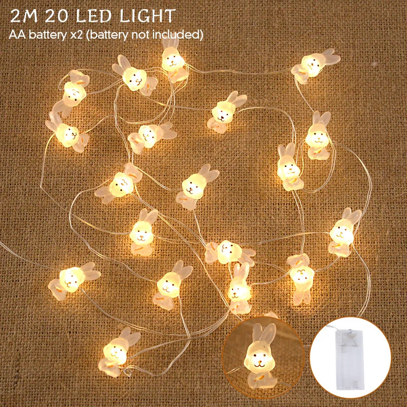 Easter Bunny and Carrot LED String Lights