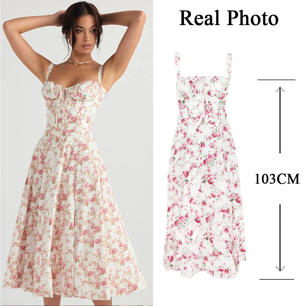 Elegant A Line Midi Dress Sexy Spaghetti Strap Lace Up Red Holiday Party Dresses