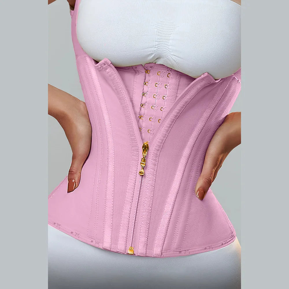 Goddess Glamour: Fajas Colombianas Adjustable Zipper Waist Trainer Corset - Bone-Enhanced Double Compression Body Shaper