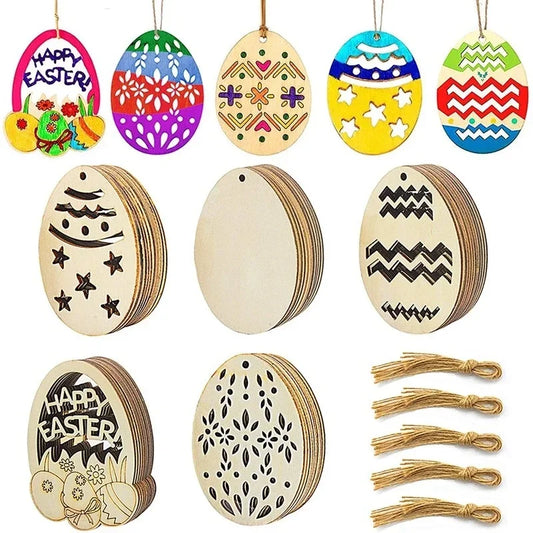 10 piezas de rodajas de madera para huevos de Pascua DIY