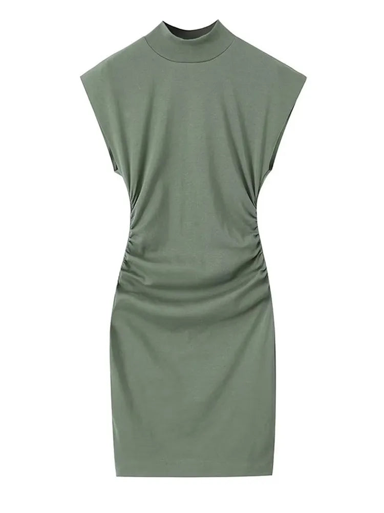 O Neck Slim Midi Sexy Rear Split Sleeveless Bodycon Dress