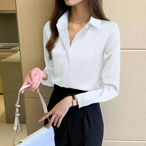 Long Sleeve Fashion Woman Blouse Solid Top Female Shirts and Blouse
