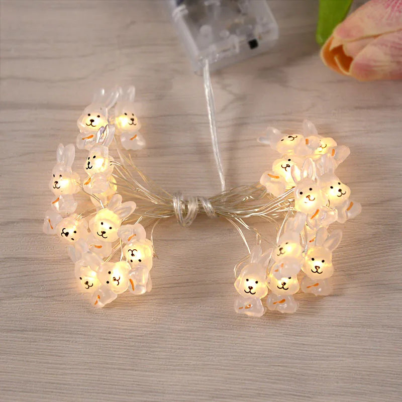 Easter Bunny and Carrot LED String Lights