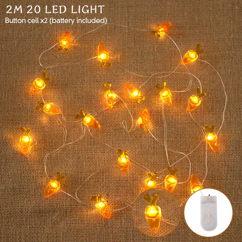Easter Bunny and Carrot LED String Lights