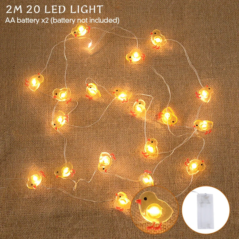 Easter Bunny and Carrot LED String Lights