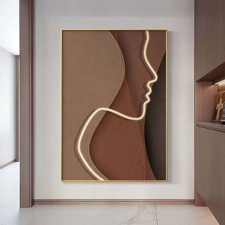 Art mural LED encadré abstrait