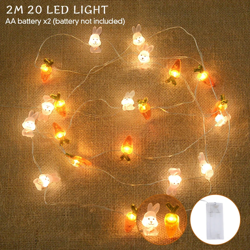 Easter Bunny and Carrot LED String Lights