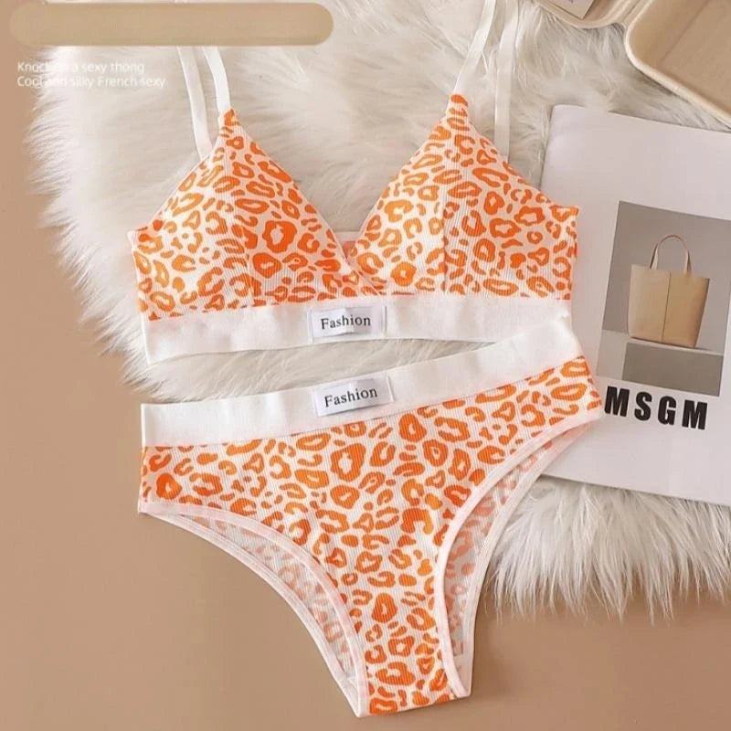 Ensemble de soutien-gorge sans couture Culotte taille basse Brassière léopard Ensemble de lingerie sexy