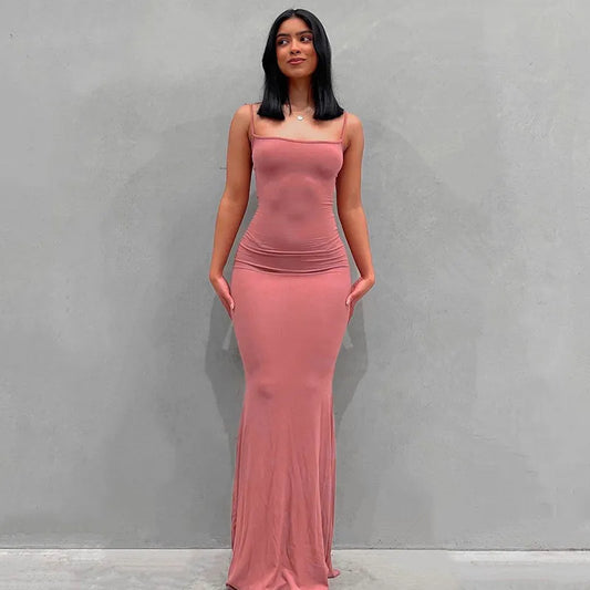 Vestido de fiesta de club elegante sin mangas de satén, sexy y con la espalda descubierta para cumpleaños