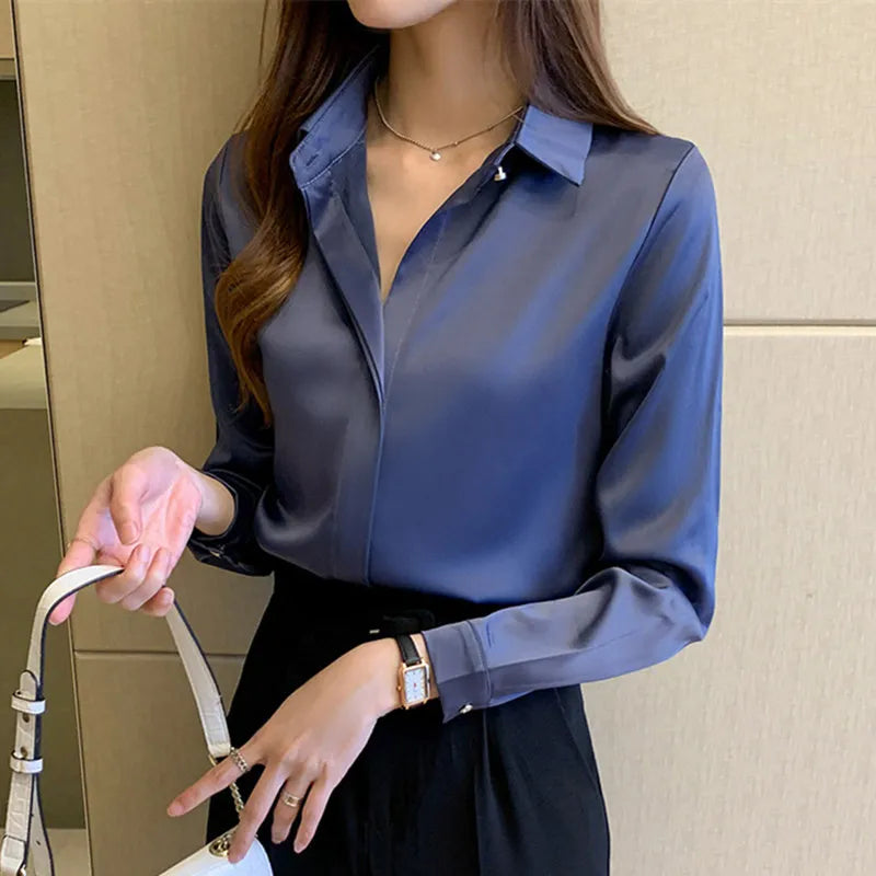 Long Sleeve Fashion Woman Blouse Solid Top Female Shirts and Blouse