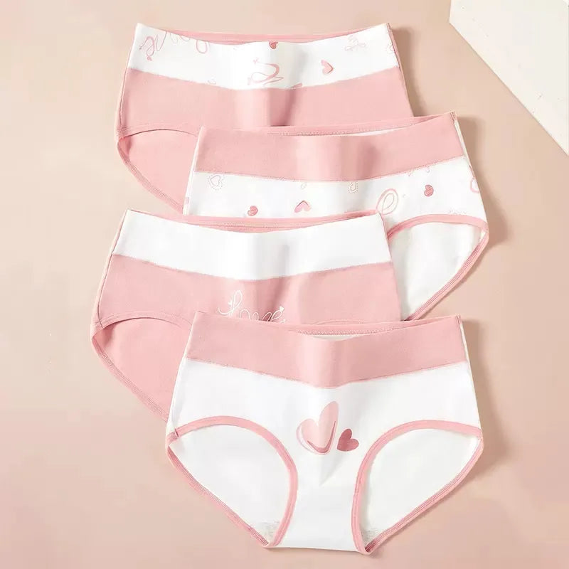 4Pcs Women'S Cotton Panties High Waist Body Shaper Underwear Lingerie