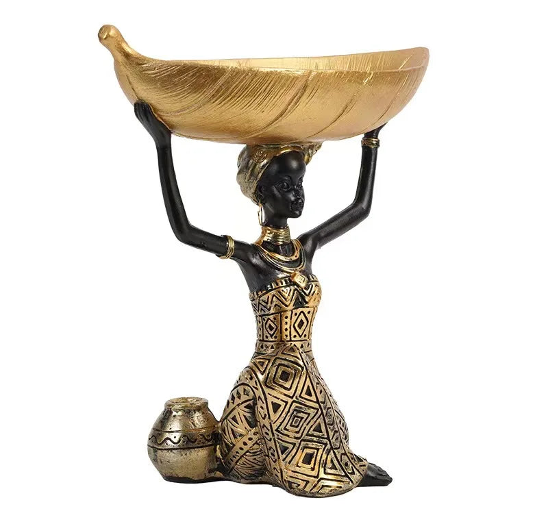 African Tray Girl Sculpture