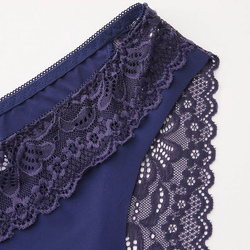 3PCS/Set Women's Panties Lace Silk Satin Underwear Sexy Lingerie Underpants